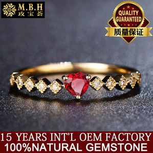 SGARIT 18K oro giallo anello di pietre preziose 0,16 ct rosso naturale rubino forma forma di fidanzamento gioielli da sposa alla moda all'ingrosso - Product Image 4