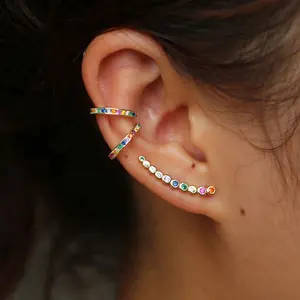 2023 nouveau argent sterling 925 coloré cz arc-en-ciel mélange de couleurs délicates femmes fille cadeau boucle d'oreille multi piercing