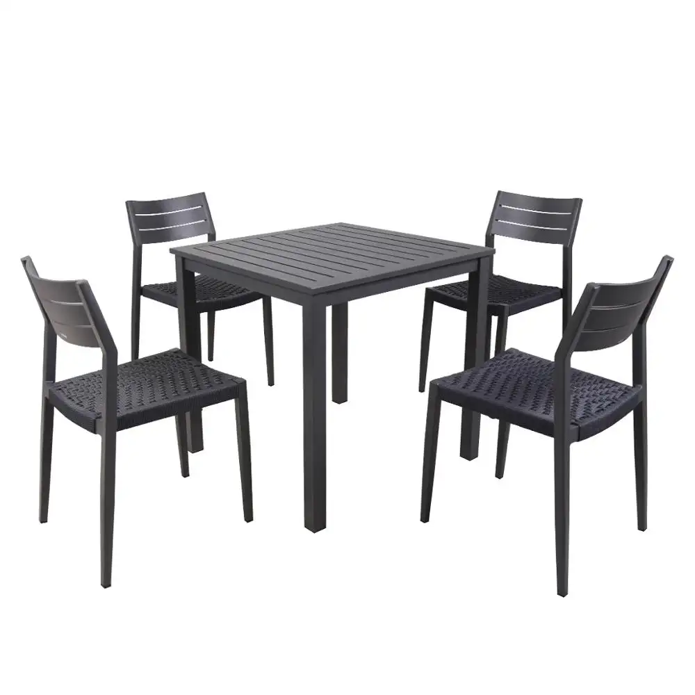 Nieuwe 5 Stuks Patio Set Aluminium Slat Tafel Top Outdoor Eettafel Set Voor Tuinmeubelen