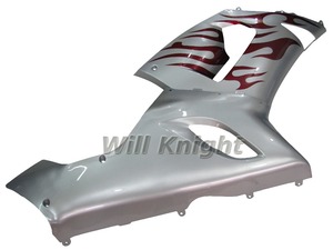 Kit de carenado para motocicleta <span class=keywords><strong>Kawasaki</strong></span> Ninja 636 <span class=keywords><strong>ZX6R</strong></span> ZX-6R <span class=keywords><strong>05</strong></span> 06, kit de carrocería de plástico ABS, fuego rojo y plateado - Product Image 2