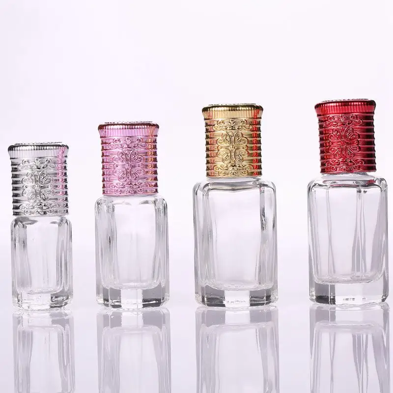 MUB 3ml 6ml 10ml 12ml huile essentielle rouleau sur bouteilles avec bouchon en métal octogone attar bouteille en verre