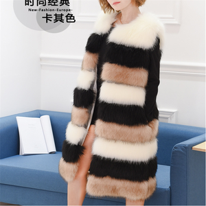 गर्म बिक्री लंबी Gilet अशुद्ध फॉक्स फर महिलाओं धारी splicing बनियान - Product Image 3