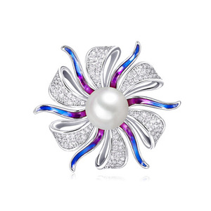 Coreano abeja flor perla broche de circonio de seda de alta-calidad hebilla de bufanda de doble broche-cobre broche mujeres <span class=keywords><strong>ropa</strong></span> accesorios - Product Image 3