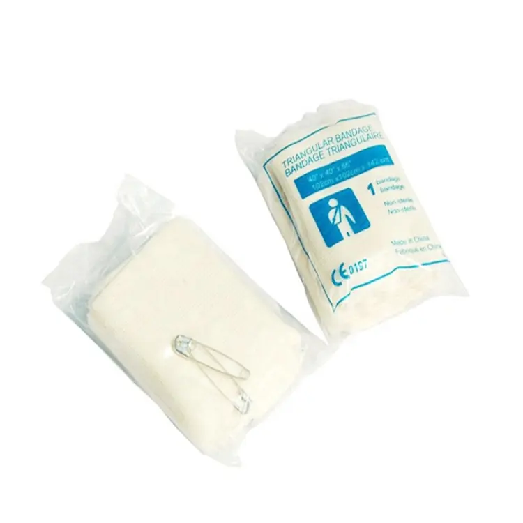 使い捨て通気性不織布三角包帯肥厚三角タオル綿100% 医療外科用応急処置包帯