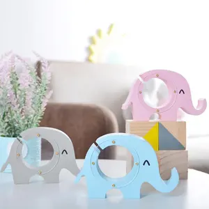 Cartoon Kids Toy Elephant Shape Piggy Bank Wooden Crafts Decoration Coin Money Saving Box