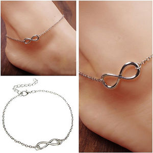 25cm Simple Or Infini En Argent Conceptions Bracelet Chaîne de cheville - Product Image 3