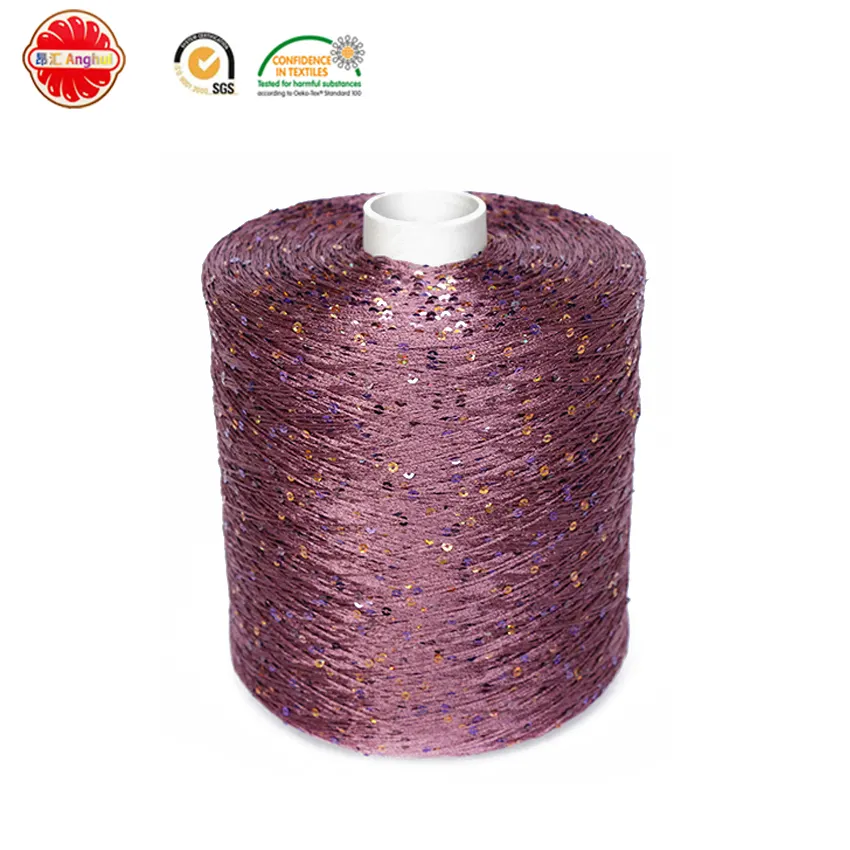 100% Polyester Sequin/Bead Piece Yarn 150D 3mm Beads For Knitting