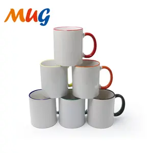 eco-friendly 11 oz sublimation mug wholesale factory price high quality A grade color rim and handle ceramic sublimation mug