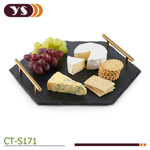 <span class=keywords><strong>Plateau</strong></span> <span class=keywords><strong>de</strong></span> <span class=keywords><strong>service</strong></span> fromage en <span class=keywords><strong>ardoise</strong></span> naturelle, livraison gratuite, avec poignée en or brossé - Product Image 3