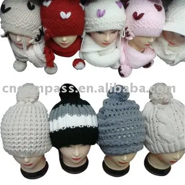 warm soft winter scarf and hat sets