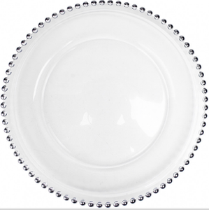 2022 Offre Spéciale usine bon marché 13 pouces or argent perlé <span class=keywords><strong>transparent</strong></span> chargeur plaque sous-plaques pour mariage - Product Image 2