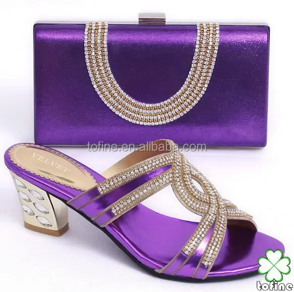 Moda de alta qualidade roxo das senhoras sapatos e bolsas correspondentes