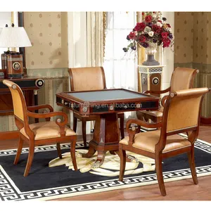 YB10 Luxury Italy mahogany Royal palace 4 chairs Dining Room Furniture Chess-Poker card Room table for villa president room