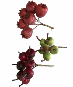 Bekabelde Mini Fruit Cluster Picks Christmas Xmas Berry Mini Appels Pick Stem Krans Craft Decoratie