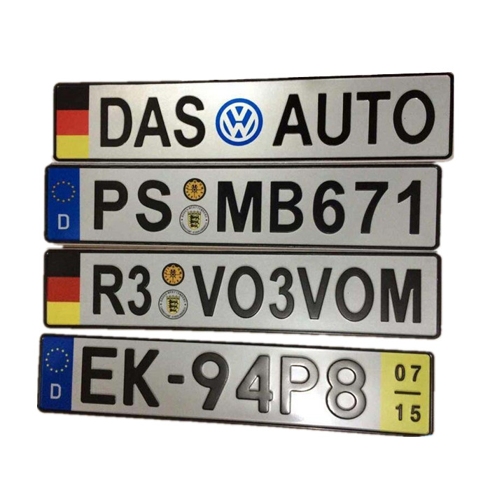 Custom european license embossed plates