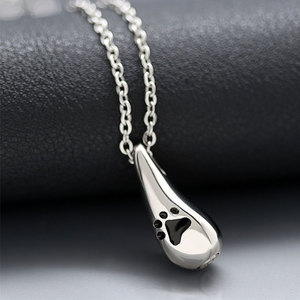 Pet Cenaze Takı Toptan Gözyaşı Kolye 316L Paslanmaz Çelik <span class=keywords><strong>Keepsake</strong></span> Külleri Tutucu Kremasyon Urn Paw Print Mücevherat - Product Image 2