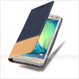 Flip leather cover for samsung galaxy a5 sm-a500, for samsung a5 2015 leather jean case