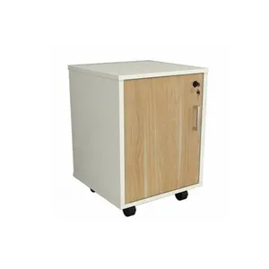 movable wood vertical one door file cabinet with wheels