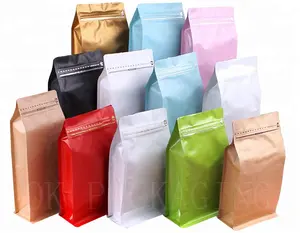 Coffee Packaging Custom Food Packaging Bag Flat Bottom Pouch Ziplock Bag For Coffee Square Bottom Box Pouch