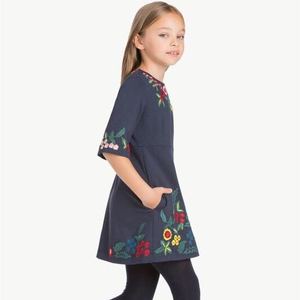 Abiti Vintage da ragazza per età 2-12 a maniche lunghe Casual in cotone stile sostenibile e per feste-<span class=keywords><strong>abbigliamento</strong></span> estivo per giovani - Product Image 3