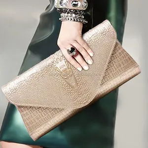 hottest top fashion women genuine leather party clutch evening bag