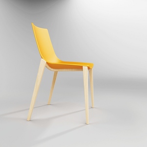 Modern Wood Leg Office pp Shell <strong>Orange</strong> <strong>Dining</strong> <strong>Chair</strong> for Restaurant Use - Product Image 4