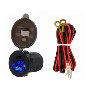 Universal Mobile Bike Switch LED Digital Display usb car charger volt meter for DC 12V Motorcycle 7/8" 22mm Holder