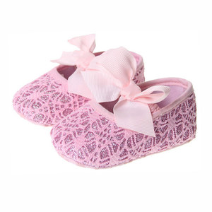 Glitter <strong>Christening</strong> Newborn Baby Ribbon Moccasin <strong>Shoes</strong> - Product Image 2