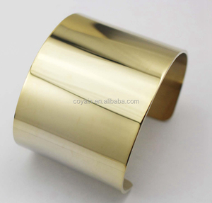 In Bianco di modo 316l In Acciaio Inox Pianura D'oro Del Polsino Del Braccialetto