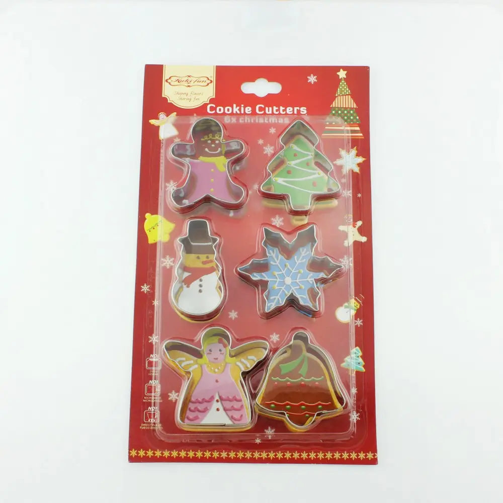 Good quality 6pcs christmas day biscuit tools stainless steel cookie cutter set