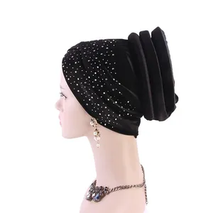 Cappelli di colore solido di modo di prezzi bassi del velluto di alta qualità delle donne per il turbante su ordinazione musulmano