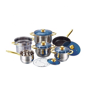 Multifunzionale di lusso di induzione in acciaio inox pentola di latte/pasta pot/set di pentole con golden maniglia - Product Image 1