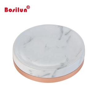Ensemble d'accessoires de salle de bain <span class=keywords><strong>en</strong></span> céramique YST de luxe, 5 pièces, effet marbre, métal doré rose europé<span class=keywords><strong>en</strong></span>, distributeur de <span class=keywords><strong>savon</strong></span>, support, base dorée rose - Product Image 3