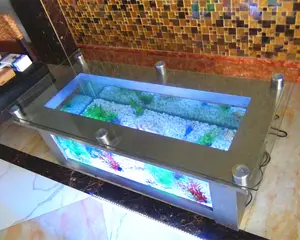 Table d'aquarium à lumière LED, table basse pour la maison, table basse à bulles d'eau