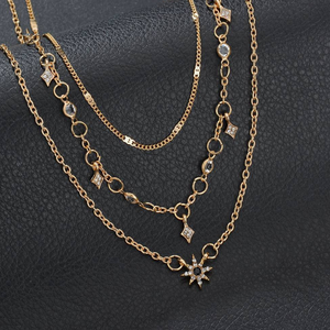 <span class=keywords><strong>Collana</strong></span> a Tre Strati con Ciondolo Stella e <span class=keywords><strong>Sole</strong></span> in <span class=keywords><strong>Oro</strong></span> per Ragazze - Product Image 3