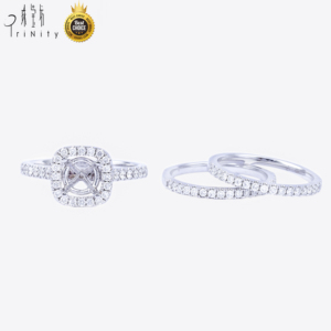 Productos más vendidos Anillo fino Joyería Real Natural Diamante Solitario Nupcial 18K Oro blanco sólido Compromiso Conjunto de anillos de boda - Product Image 1