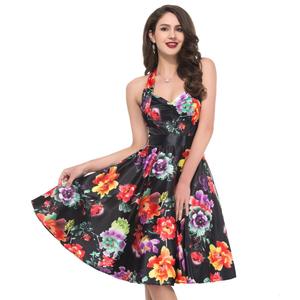 Grazia Karin A Buon Mercato Lunghezza Del Ginocchio del Halter 50s Retro Stile di Limone Pinup Cotone Stampa Abiti CL6075 - Product Image 5