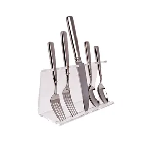 Plexiglass Kitchen Knife Set Display Lucite Silverware Display Rack Clear Acrylic 5 Piece Silverware Flatware Display Stand