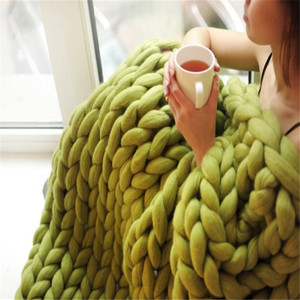 Couverture lestée couverture en laine lourde 2020 luxueux gros <span class=keywords><strong>tricot</strong></span> qualité poly-sac carré adultes hiver plaine solide fil teint - Product Image 4