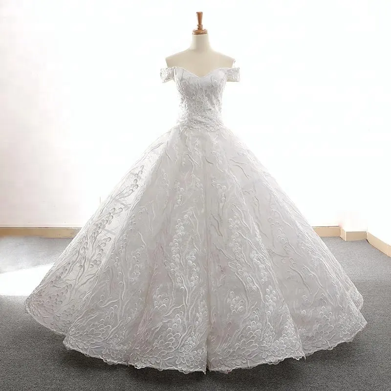Jancember RSM66600 Hoge Kwaliteit Nieuwe Ontwerp Off Shoulder Suzhou Custom Made Wedding Bridal Gown Trouwjurk