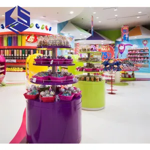 الراقية حلوى حلوى أرفف عرض تصميم خشبي التجزئة متجر ديكورات الحلوى