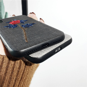 2018 Venta caliente flor Rosa bordado tela caja del teléfono celular para el iPhone para Oppo para Vivo - Product Image 5