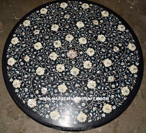 Round Marble Pietra Dura Table Top, Home Decorative - Product Image 1