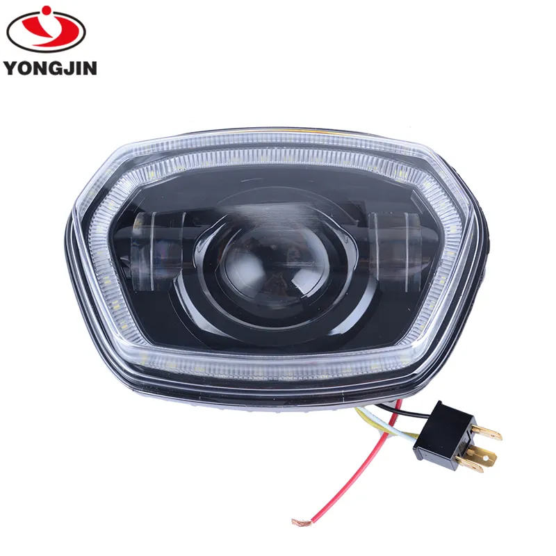 Yongjin xe máy hệ thống chiếu sáng phía trước màu đen Led Đèn Pha cho vespa chạy nước rút 150