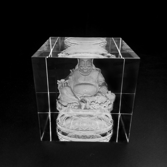 Honor of Crystal 3D Laser Etched Hologram Crystal Glass Cube Paperweight