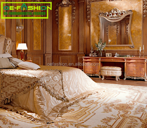 Pháp phong cách Châu Âu cổ đồ nội thất buôn gỗ mới nhất king size nút lớn chần sợi vòng upholsteded giường da - Product Image 5