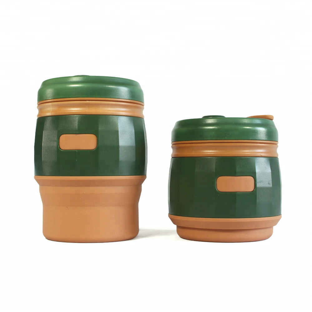 Muestra gratis diva plegable latte reutilizable taza de consumición plegable de silicona