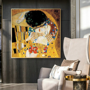 Vendita calda dipinta a mano astratta famosa <span class=keywords><strong>gustav</strong></span> <span class=keywords><strong>klimt</strong></span> la pittura del bacio - Product Image 2