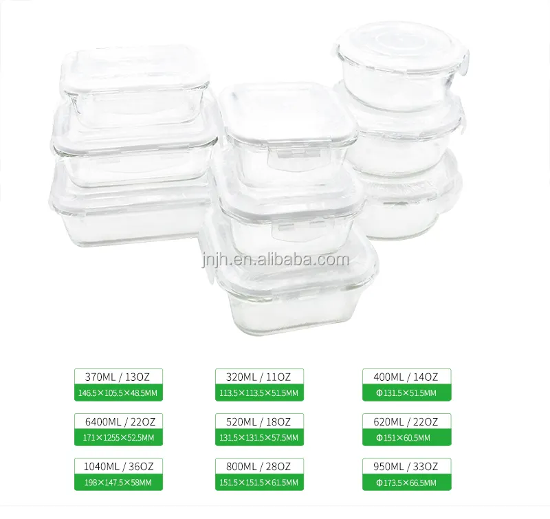 Certified BPA free Cutlery Lids kitchen store Glass meal prep food storage container with divider set