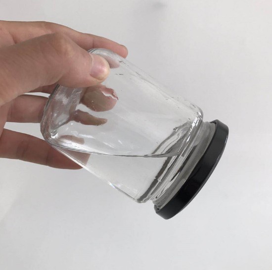 Round food grade storage jam sauce canned pickle glass honey jar with metal lids